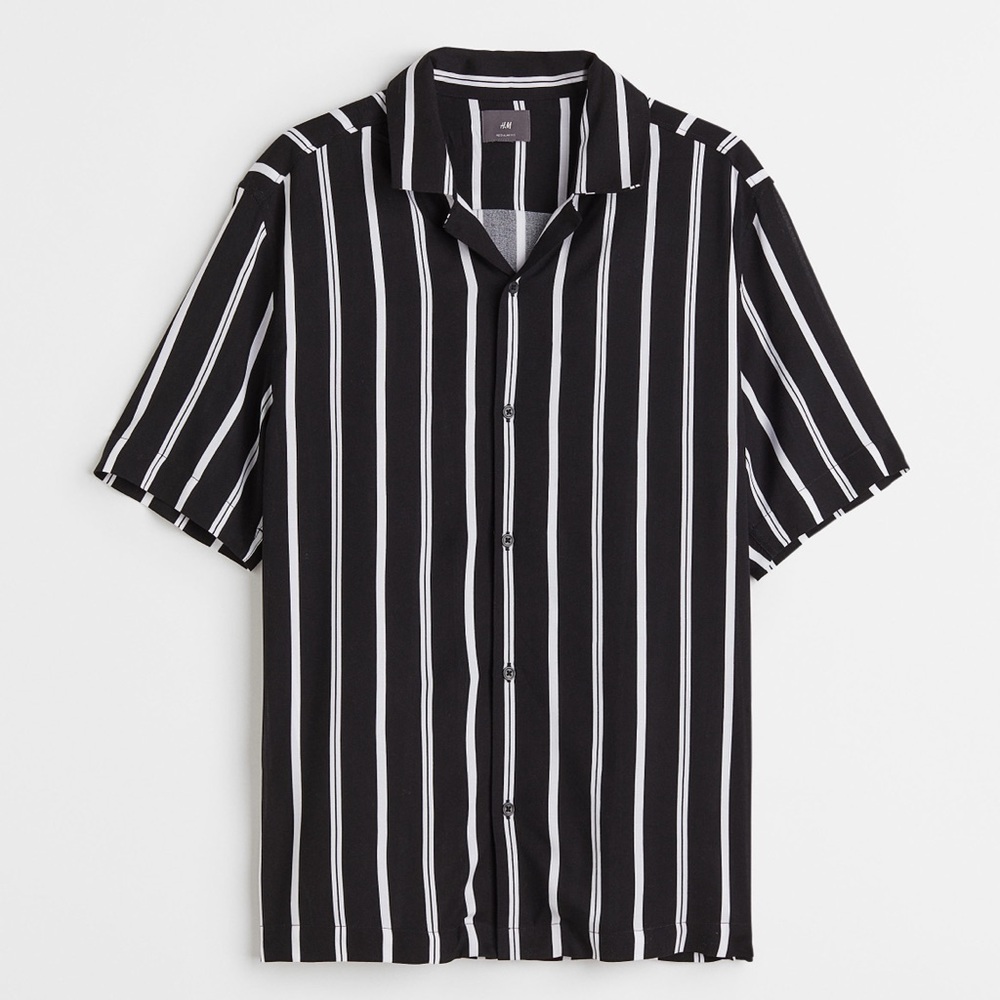 H&M Men's Striped Short Sleeve Shirt Size M